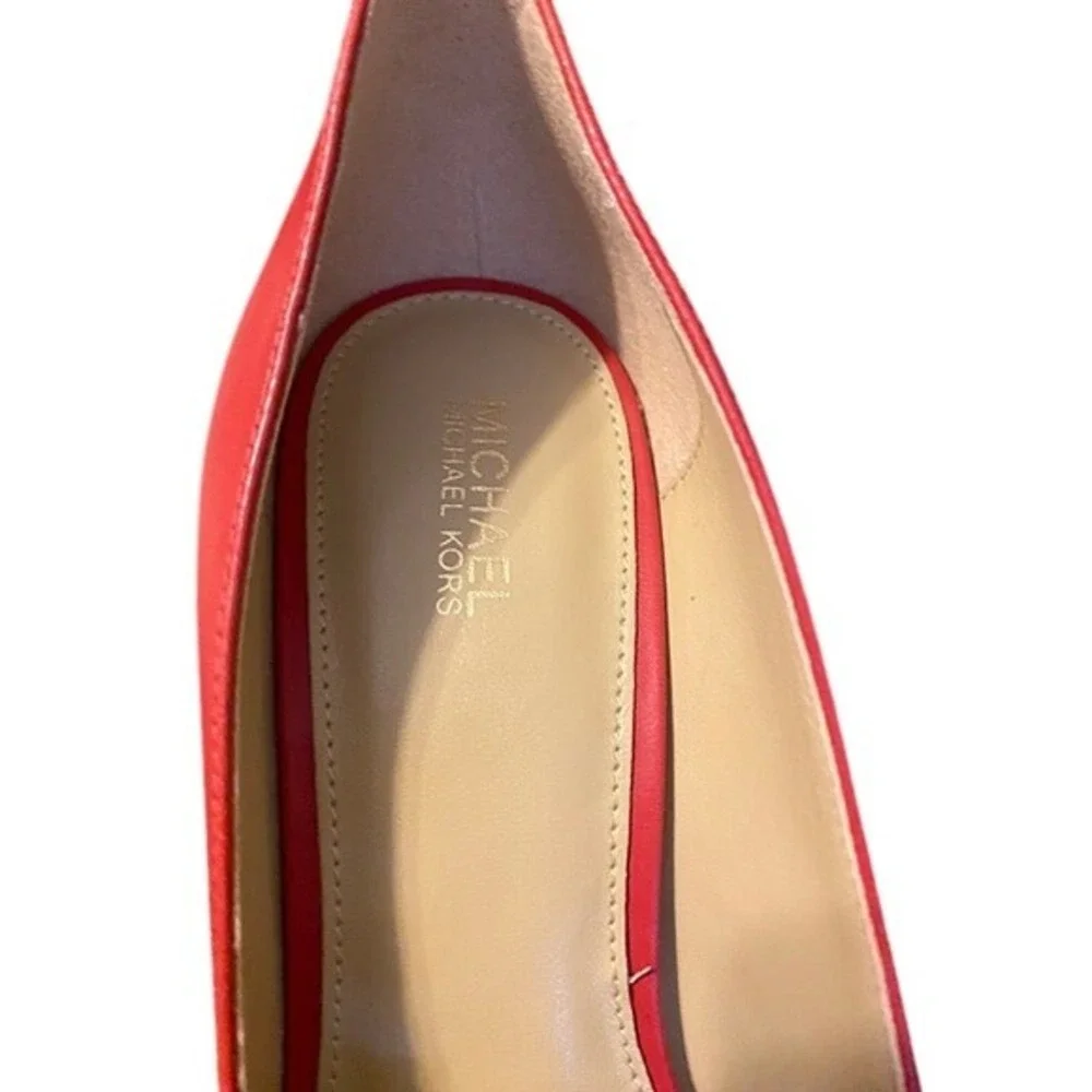 MICHAEL‎ KORS Red Leather Pointed Toe Stiletto Heel Pumps Women Shoes Size 7